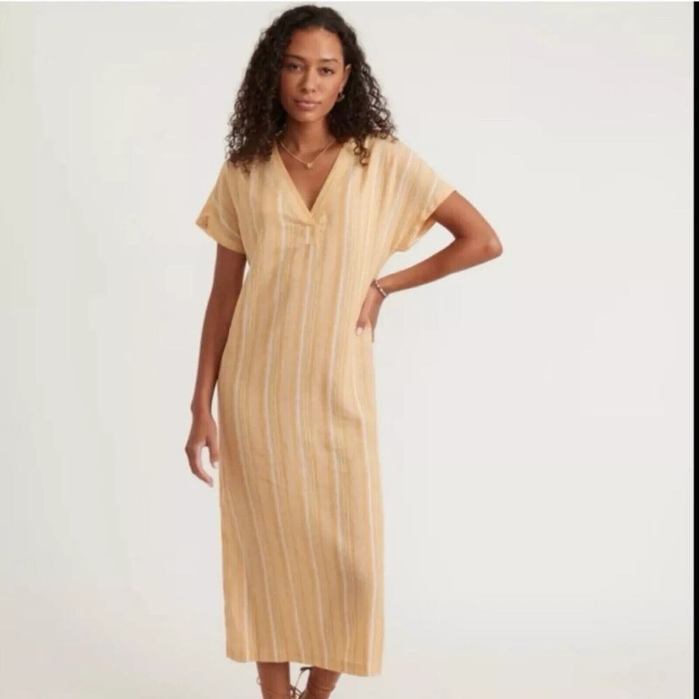 Marine Layer Yellow Striped Midi Dress